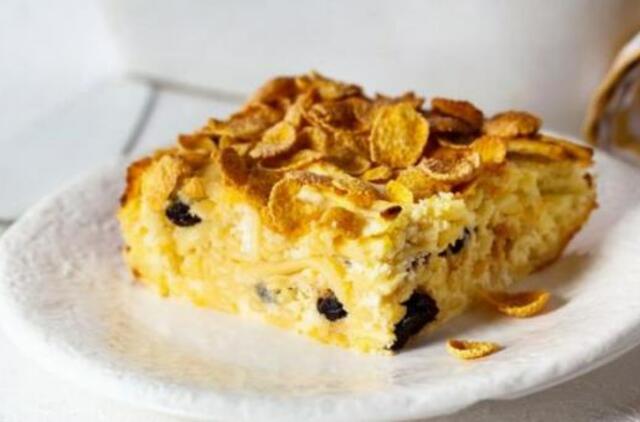 Saldus spagečių apkepas su varške