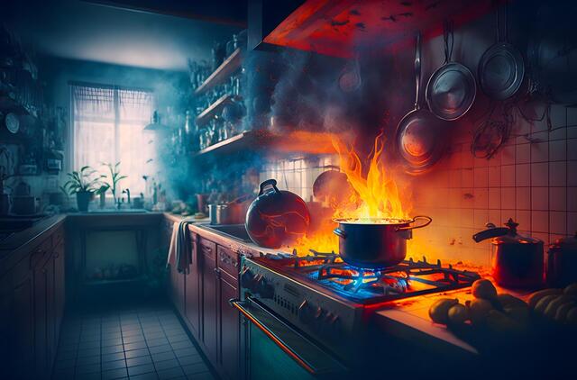 gaisras virtuvėje