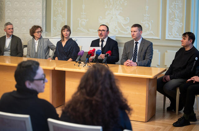Kultūros ministerijos Baltojoje salėje vyko spaudos konferencija, kurioje bus paskelbti šių metų Lietuvos nacionalinių kultūros ir meno premijų laureatai. ELTA / Andrius Ufartas