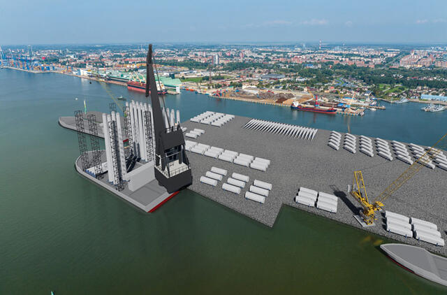 ATEITIS. Teritoriją jūros vėjo jėgainių parkų aptarnavimui tikimasi pritaikyti iki 2025 metų pabaigos. Uosto direkcijos vizualizacija.